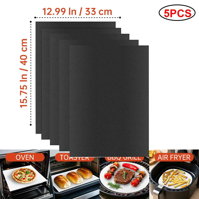 tapis cuisson antiadhésif réutilisable résistant chaleur fond four noir moderne silicone