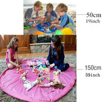 sac rangement pliable bleu rose moderne ø150cm ø50cm tissu uni opaque multifonctionnel salon