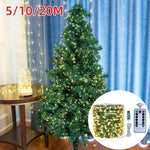 guirlande lumineuse led noel 5m 10m 20m fil cuivre vert moderne télécommande usbDecorationNoelBatterieSèche