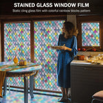 film fenêtre multicolore carreaux géométriques opacité décoratif protection uv isolation thermique autoadhésif