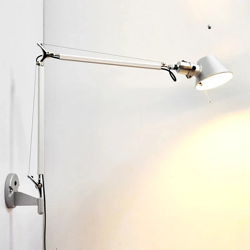 lampe murale articulée moderne bras réglable noir argenté led clip fixe chambre