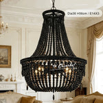 lampe suspendue bois blanc noire chaîne dorée classique vintage chambre cuisine salle manger