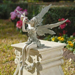 statue fée flûte résine fantaisiste feuilles détails sculptés jardin ornement erotique