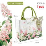 sac main toile fleurs blanc vert rose élégant réutilisable écologique poignées vertes