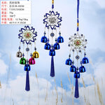 pendant ethnique attrape rêves œil bleu argenté clochettes métal maison jardinextérieur