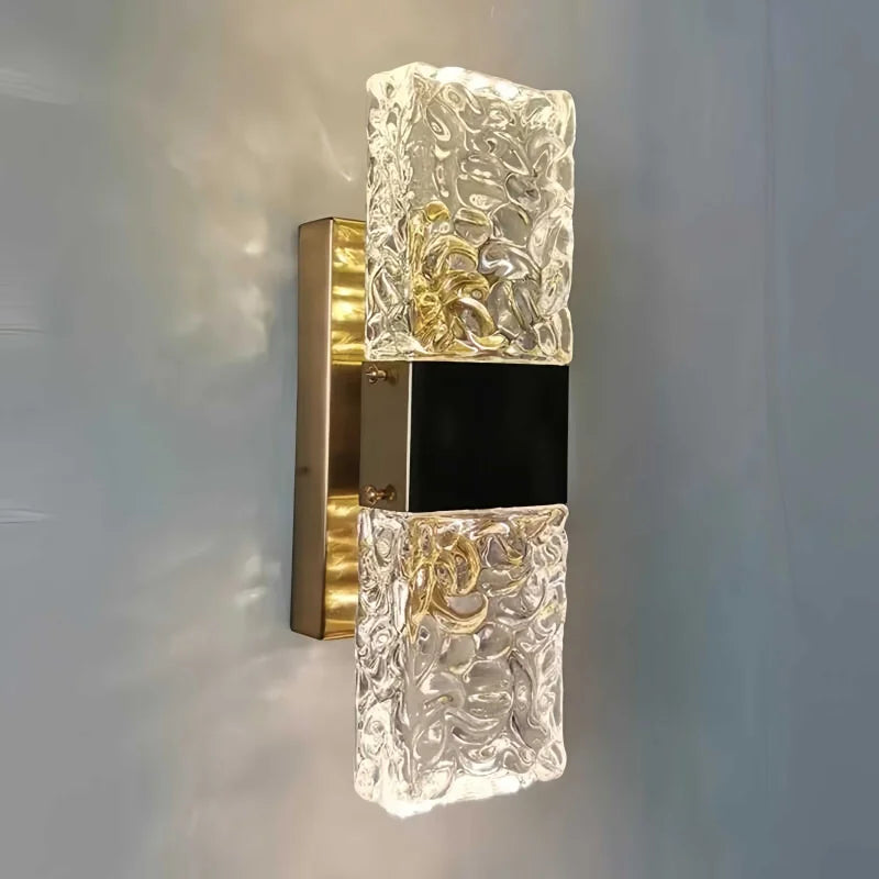lampe murale moderne or noir transparent verre sculpté fixation murale led 90 260v 249