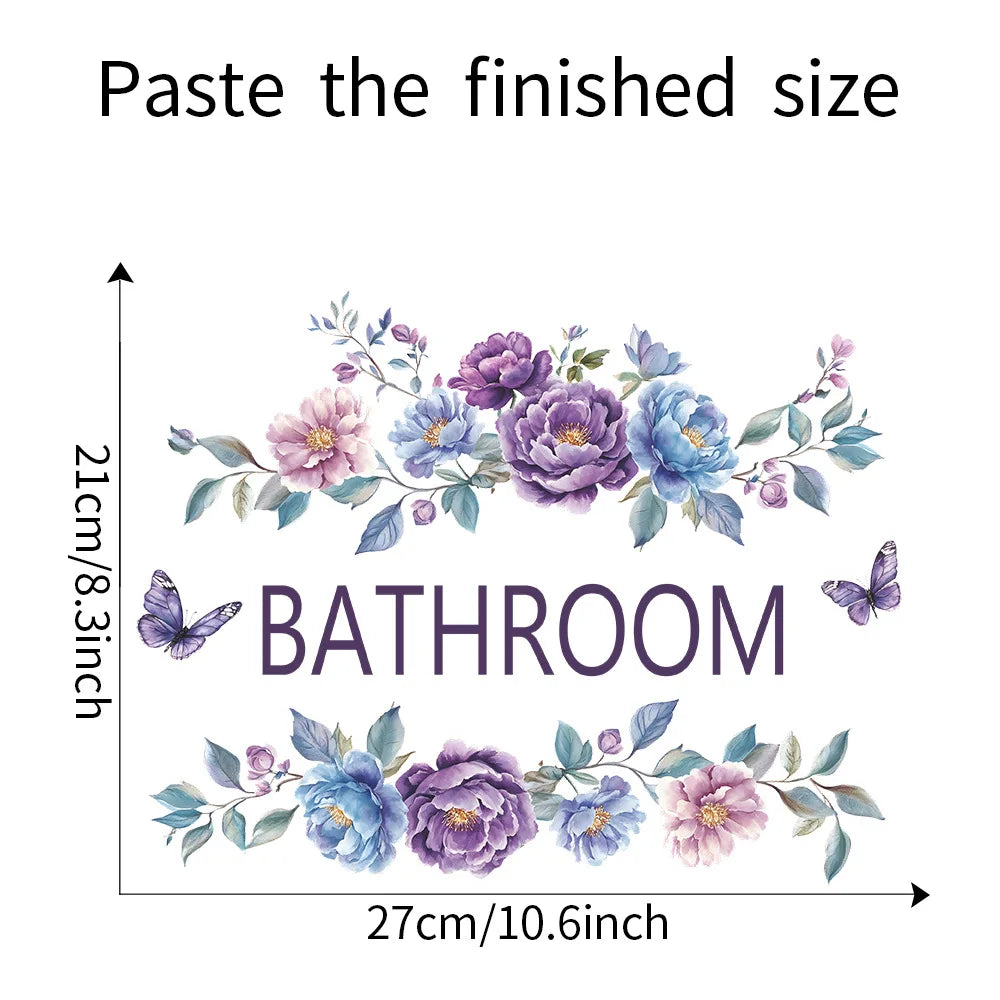 autocollant mural fleurs papillons art floral violet bleu rose vert pvc adhésif salon chambre