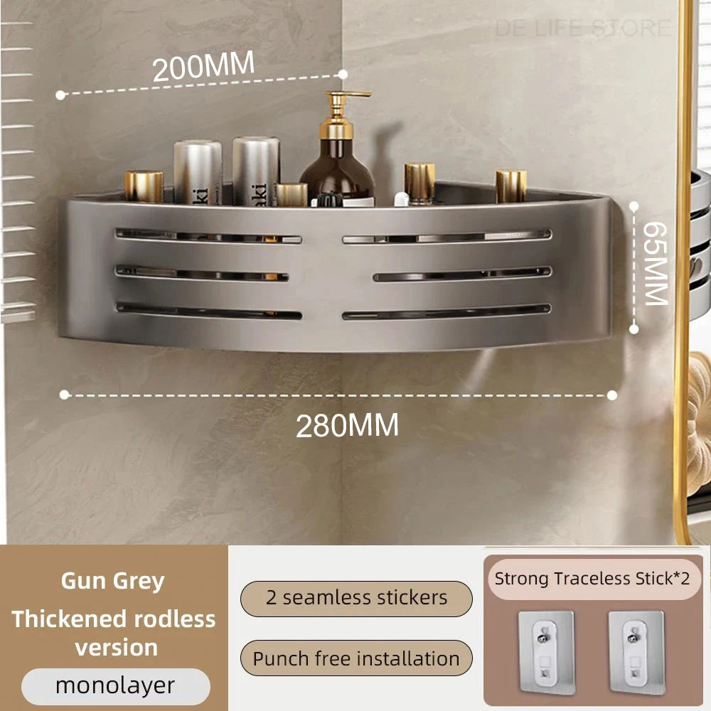 étagère salle bain aluminium double sans perçage moderne adhésif étagères crochets argenté