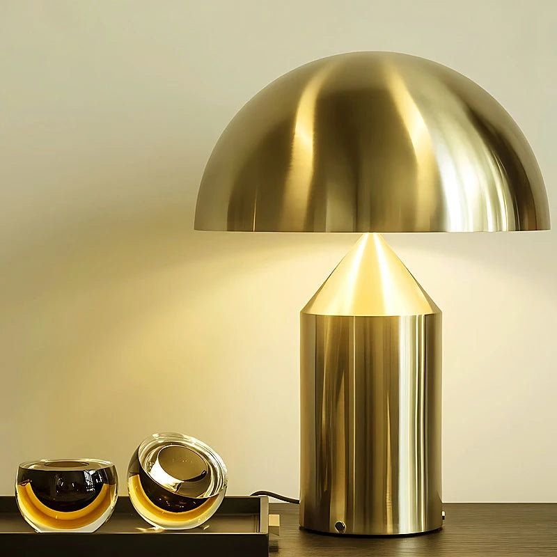 lampe table moderne métal doré forme champignon luxe éclairage intérieur maison