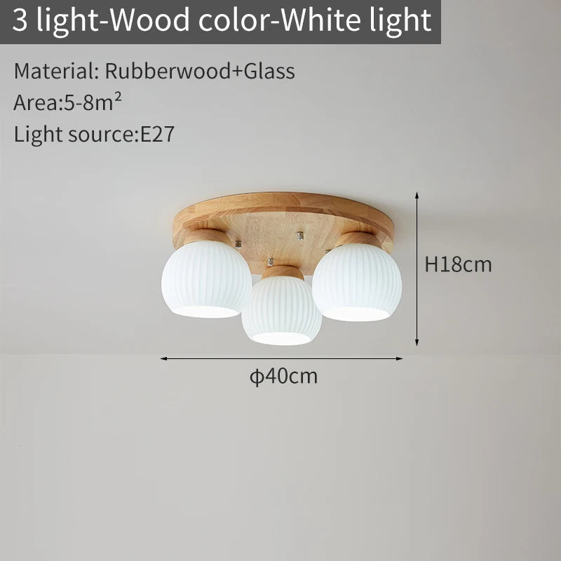 lampe moderne bois blanc abat jour verre motifs plissés éclairage chambre coucher