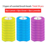 brosse toilette long manche remplacement facile blanc bleu moderne adhésif rechargeable set