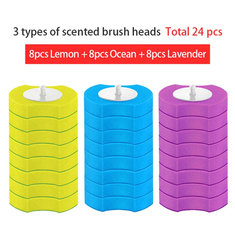 brosse toilette long manche remplacement facile blanc bleu moderne adhésif rechargeable set