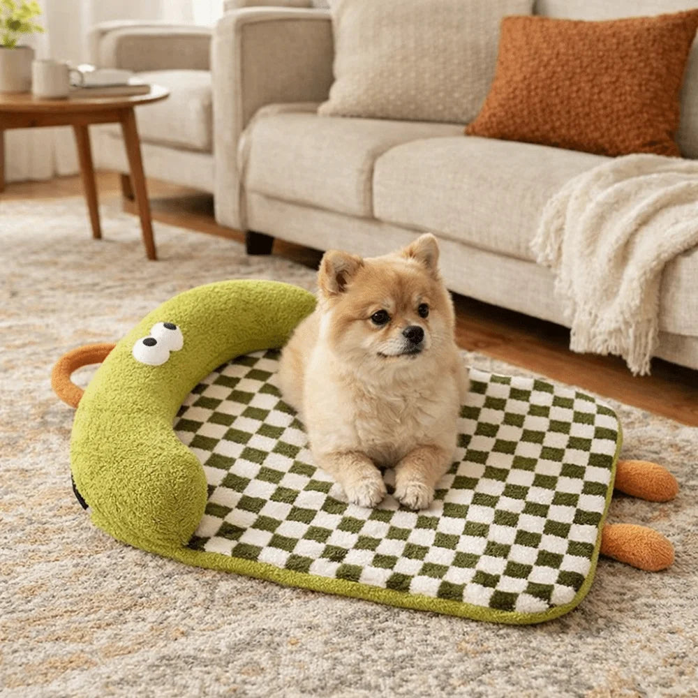 coussin animaux couverture coton carreaux peluche moderne mignon vert blanc orange rose