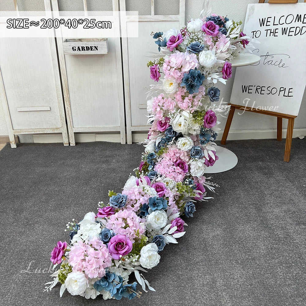 guirlande florale moderne rose blanche rouge violet bleu feuilles vertes décoration mariage anniversaireintérieur