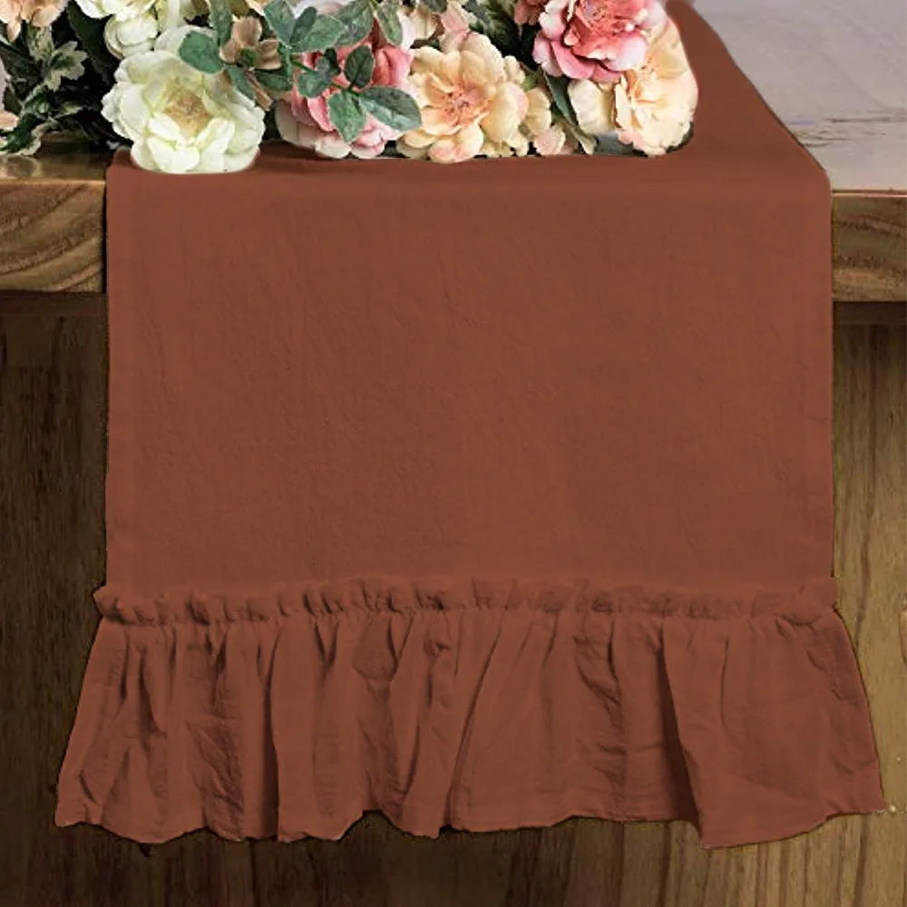 table cuisine chemin table rustique vintage beige clair coton polyester lavable réutilisable pâques noël