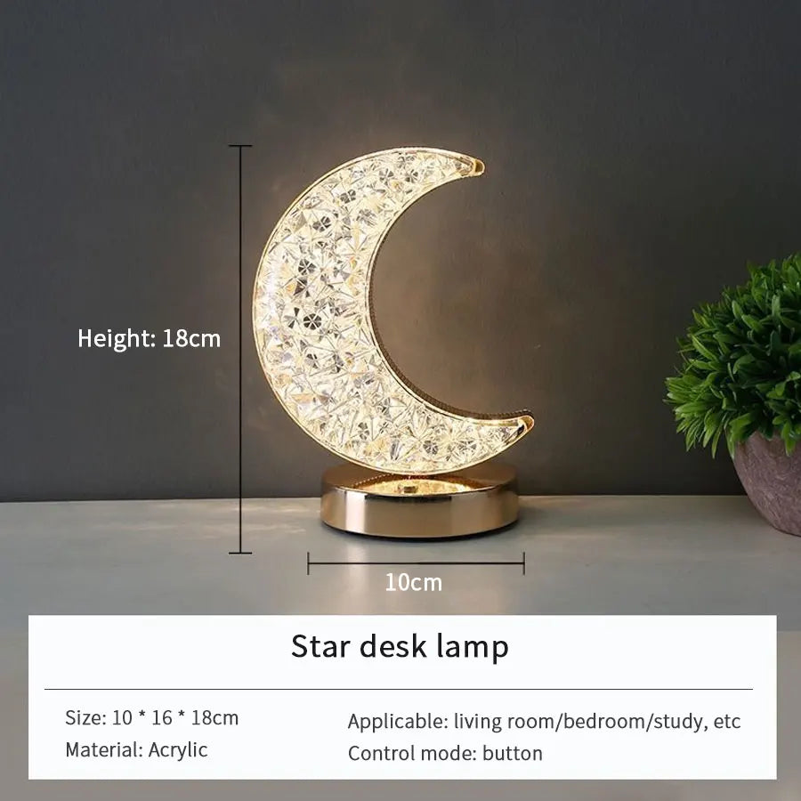 veilleuse lune forme 3d led rechargeable cristal décorative chambre fille moderne