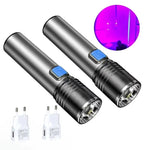 lampe torche uv rechargeable led gris noir 5w zoomable certifications ccc fcc rohs ul