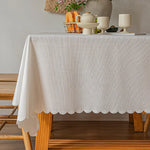 nappe table rectangulaire beige clair broderie florale classique salle manger