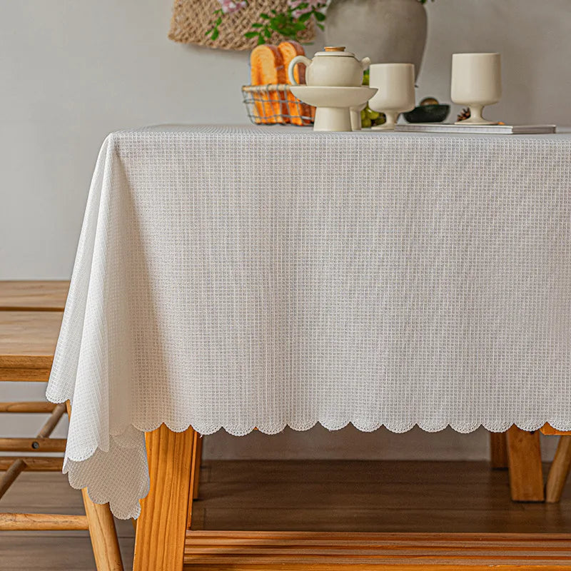 nappe table rectangulaire beige clair broderie florale classique salle manger