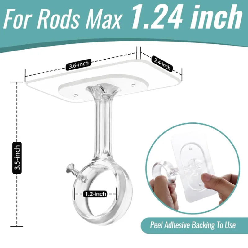 supports rideaux adhésifs transparents noirs modernes 10lb visuels multiples pièces