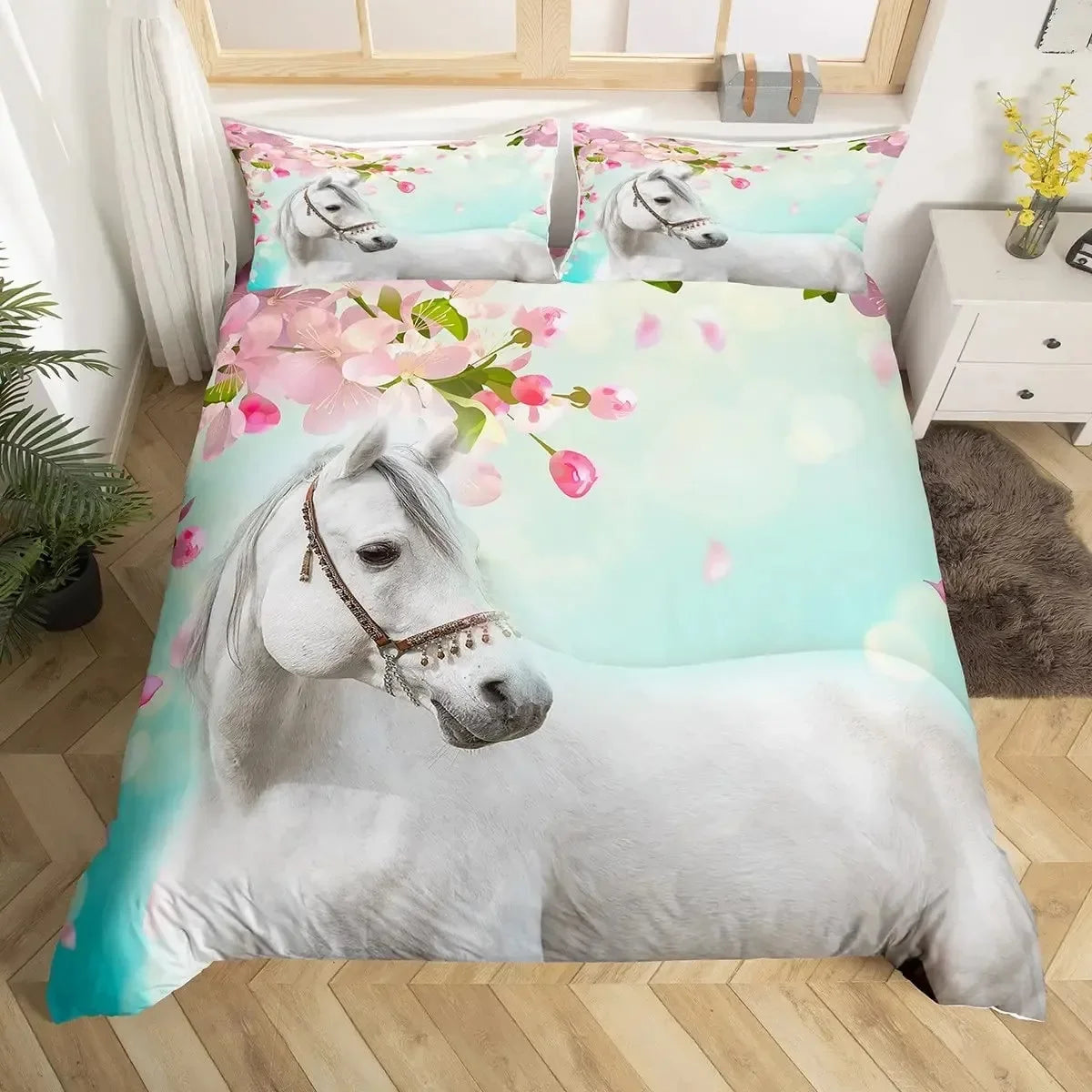 Détail motif cheval et fleurs