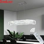 lustre suspendu cristal moderne transparent facettes chromé télécommande chambre salon
