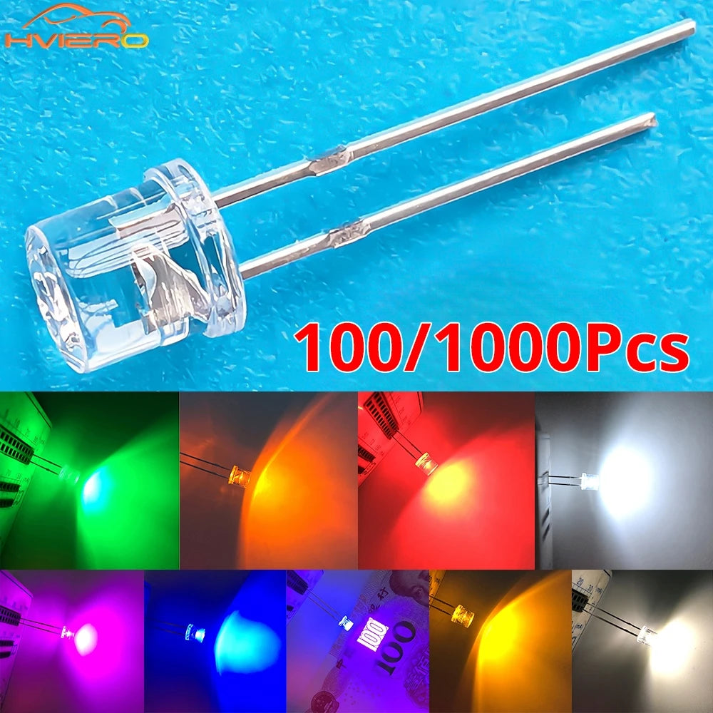 diode led 5mm flat top transparente haute luminosité projet diy électronique multi couleur
