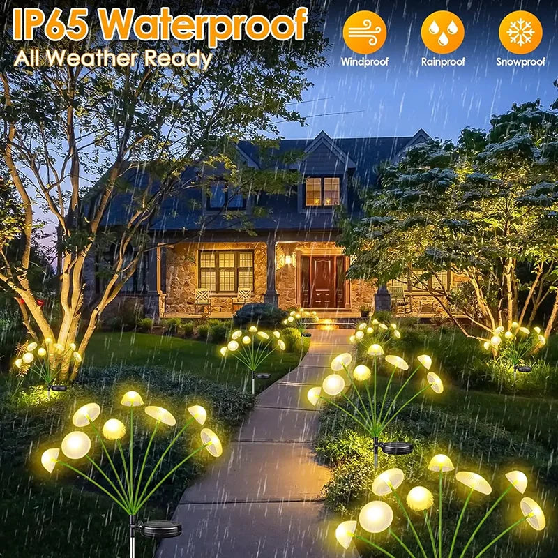 lumière solaire champignon multicolore semi transparent moderne patio jardin led piquet fixéextérieur ambiance