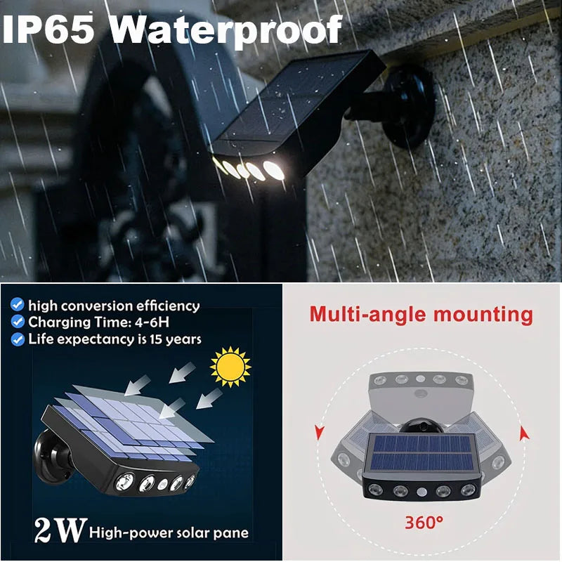 lampe solaire extérieure détecteur mouvement mode nuit moderne surveillance jardin opaque