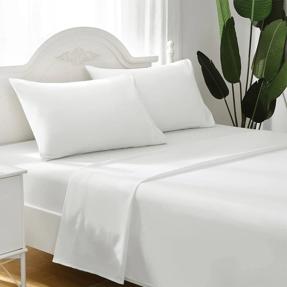 ensemble draps bleu marine profond tissage serré doux moderne minimaliste pièces drap housse plat