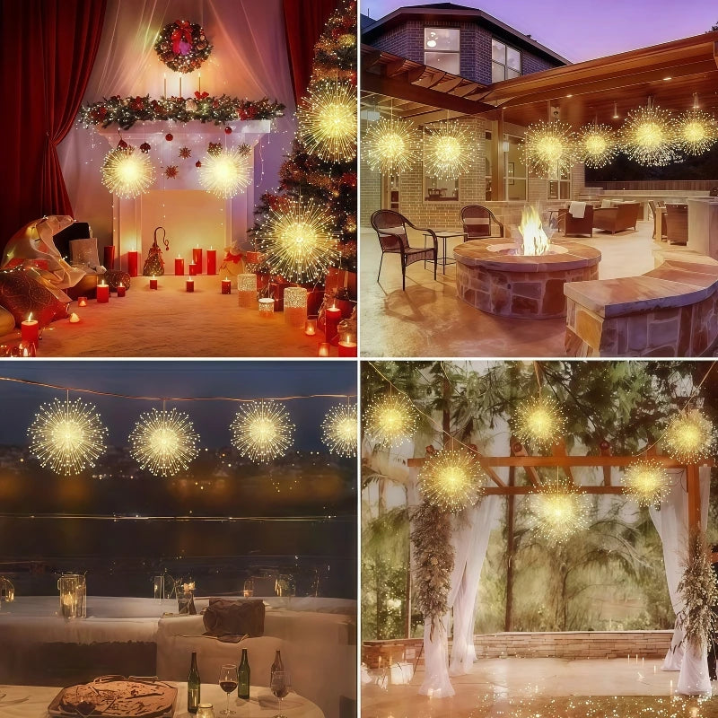 guirlande lumineuse moderne étoiles lumineuses blanc doré multicolore 240 leds fixations oeilletsextérieur decoration noel