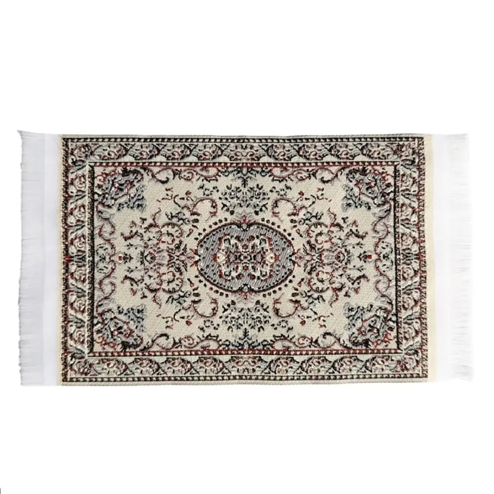 tapis miniature floral tissé classique couleurs vives franges accessoire poupée ornements géométriques 10.7cm 7cm