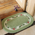 tapis ovale fleurs roses classique antidérapant rouge vert bleu clair