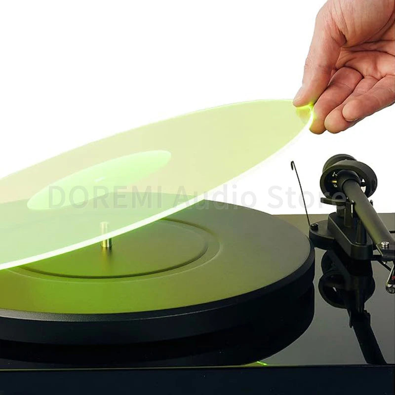 slipmat vinyle vert moderne 30cm diamètre antidérapant concentrique rond transparent statique