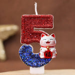 bougies numéraux pailletées rouge bleu blanc anniversaire enfants decoration chiffres