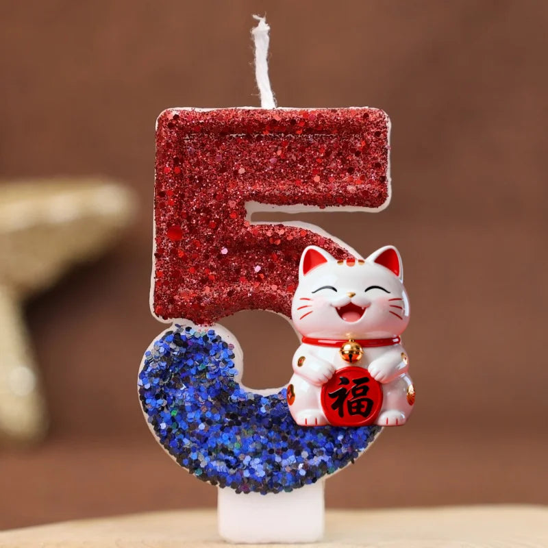 bougies numéraux pailletées rouge bleu blanc anniversaire enfants decoration chiffres