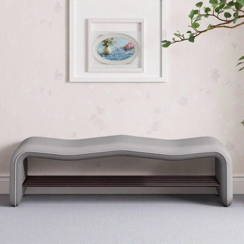organisateur chaussures banc gris contemporain cuir minimaliste 80 100 120 cm
