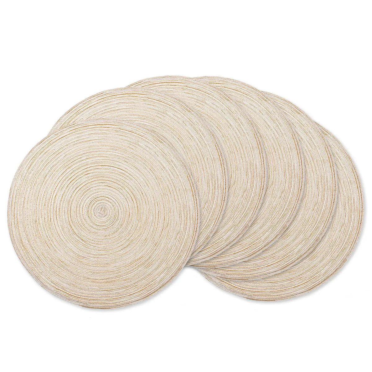 sets table tissés naturels spirales concentriques nappe ronde 12 pouces beige doré rustique résistants