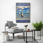 toile d'art vintage marin voiliers nuages océan blanc bleu gris noir