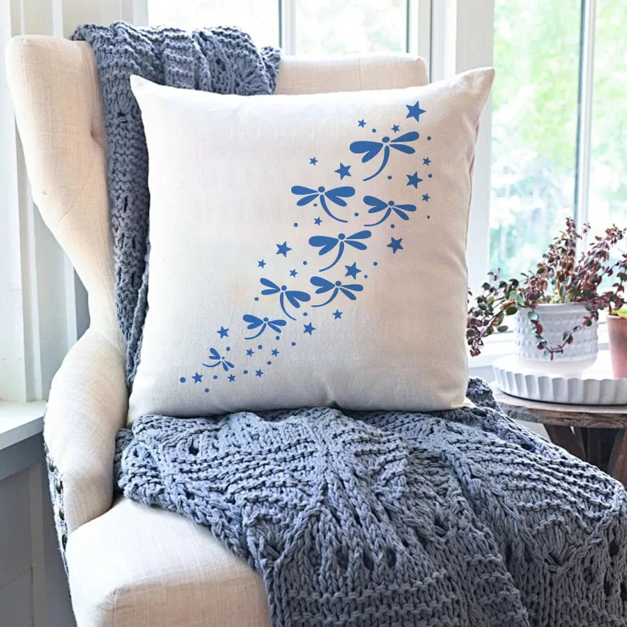 stencils blanc coeurs papillons moderne poissons libellules décoratifs jaune bleu rose