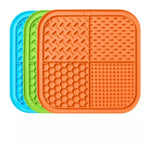 tapis léchage silicone animaux chiens chats distraction bain ventouses hexagones violet bleu orange moderne