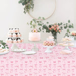 nappe blanche rose imperméable huile réutilisable arcs roses points dorés festive maison