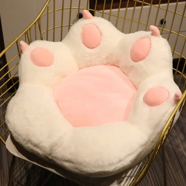 coussin plush patte chat ongles roses blanc mignon décoration lit siège