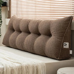 grand oreiller lit rectangulaire beige clair doux moelleux boutons décoratifs