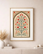 affiche encadrée illustration florale oiseaux vintage beige marron cadres bois chambre salon decoration