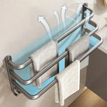 Installation sans perçage du porte-serviettes multicouche dans une salle de bain moderne