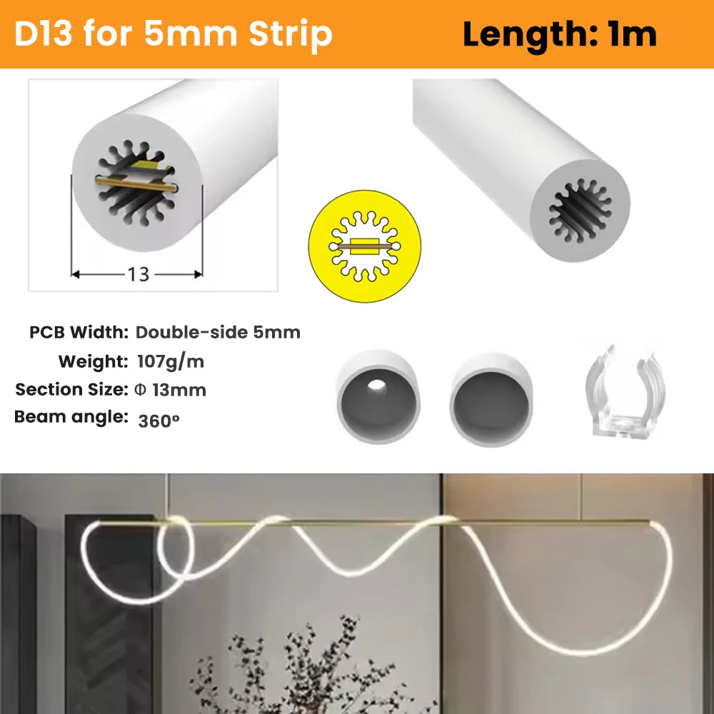 manchon silicone flexible diffuseur ruban led smd cob blanc moderne étanche éclairage intérieur