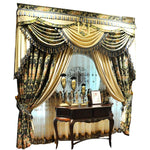 rideaux floral vert foncé motifs végétaux broderies semi transparents baroque