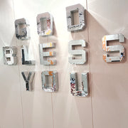 lettres décoratives miroirs disco chambre moderne personnalité brillance fixations murales argentées.orange
