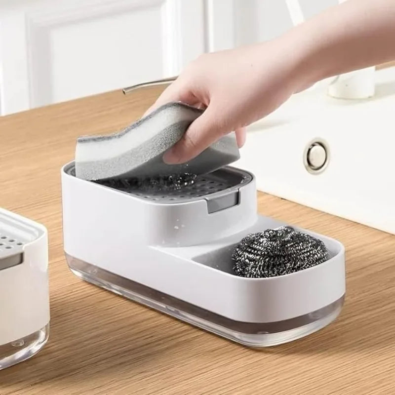 distributeur savon mousse blanc moderne support éponge pompe couvercle compartimentOpaque